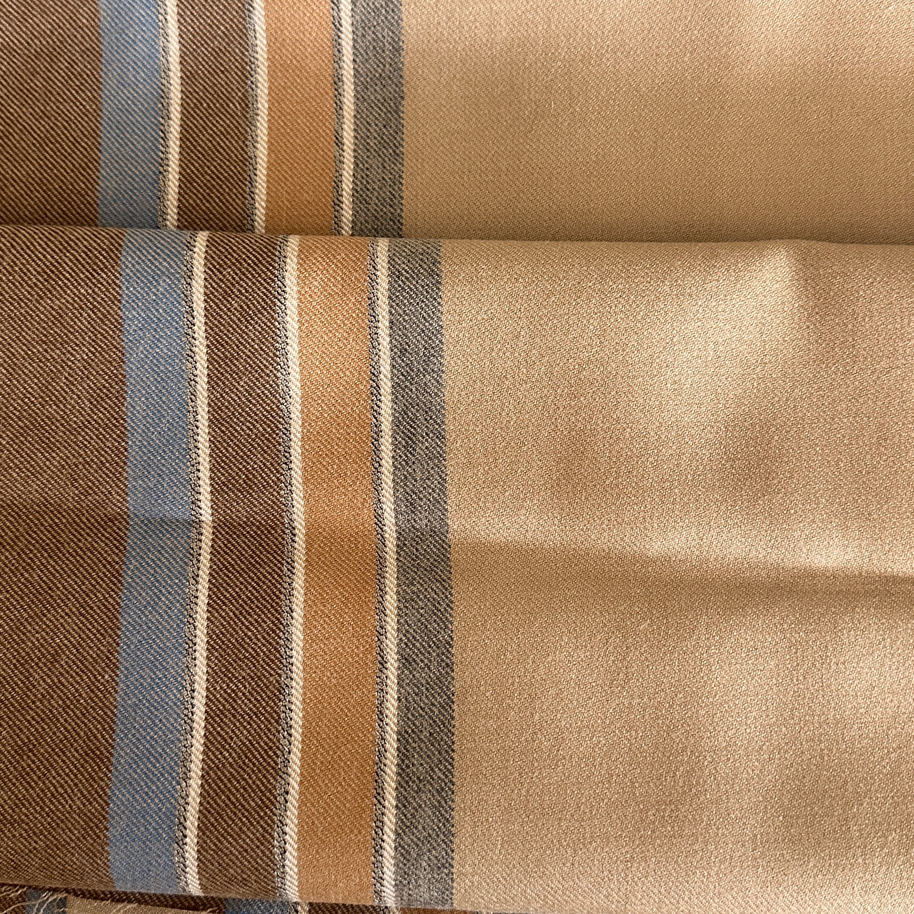 170cms Vintage Brown Cotton Fabric Stripes