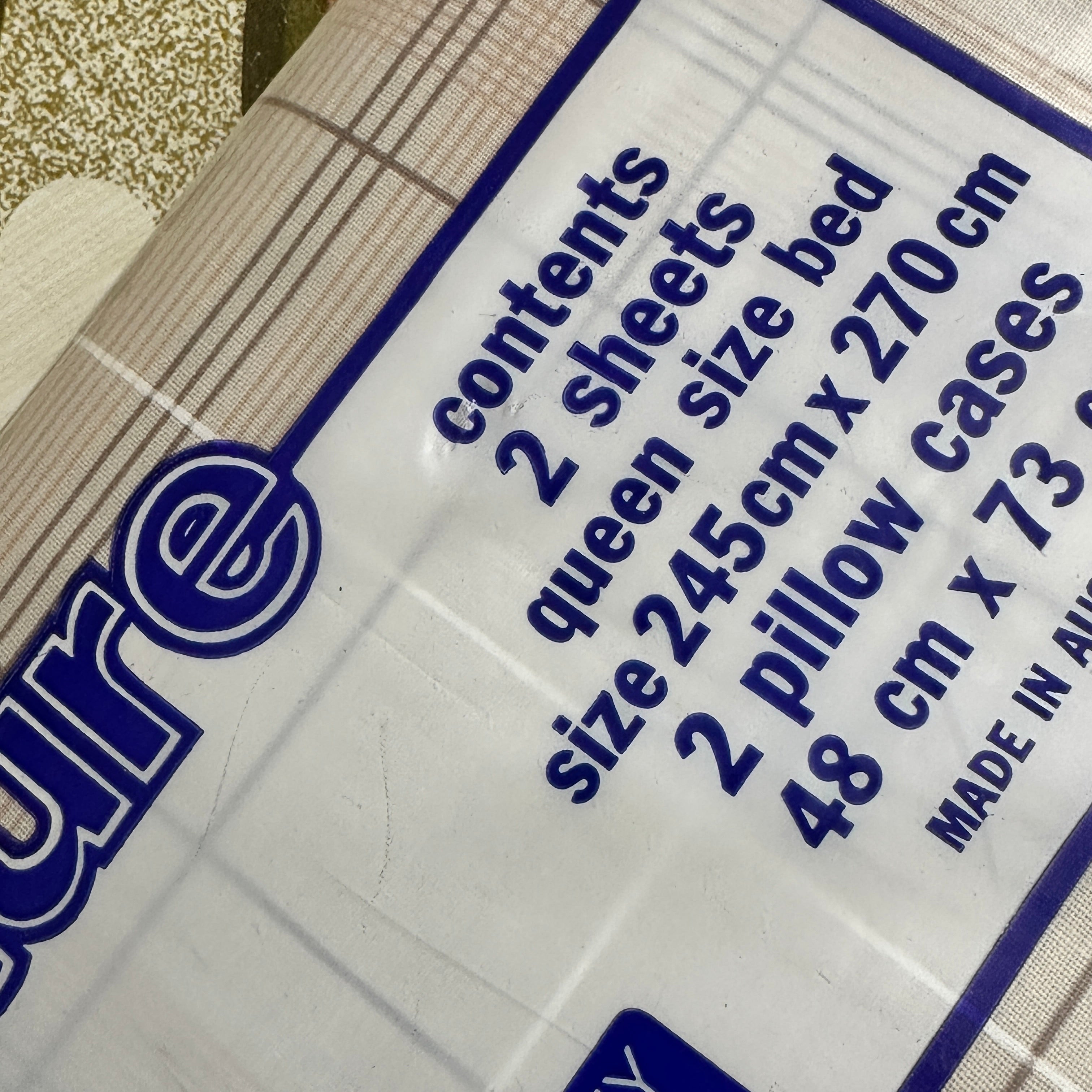 Venture Vintage Queen Sheet Set 100% Cotton Brown