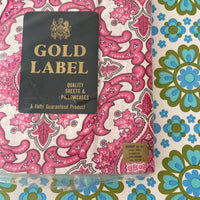 254cms UNUSED Pink Gold Label Paisley Sheet COTTON One Only