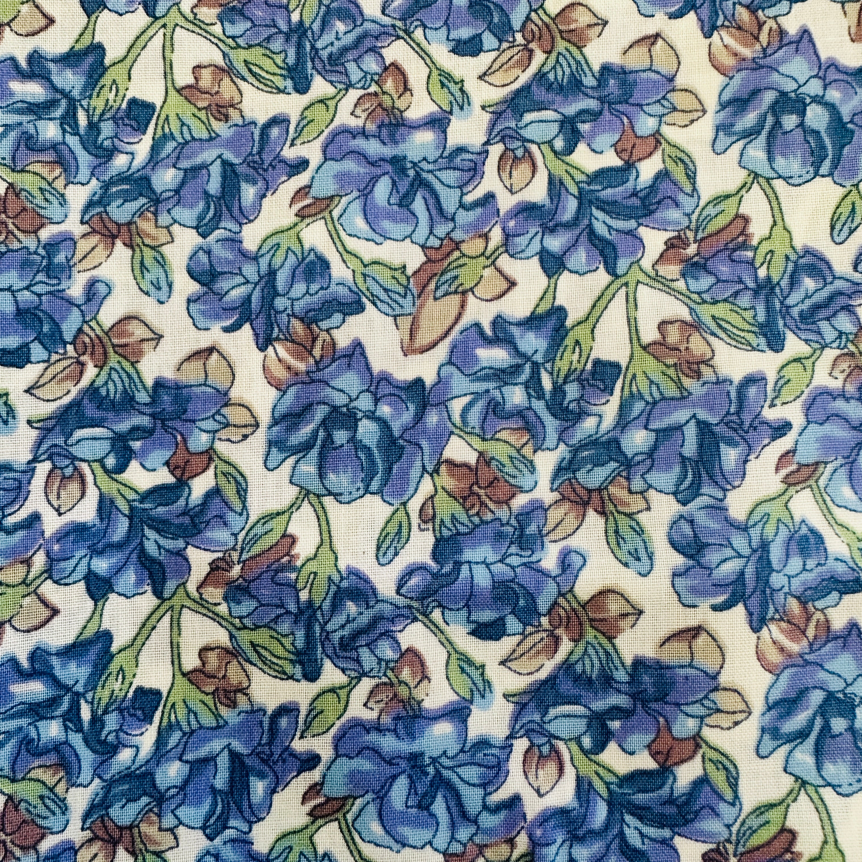 200cms Cotton Blue Floral Craft Sewing