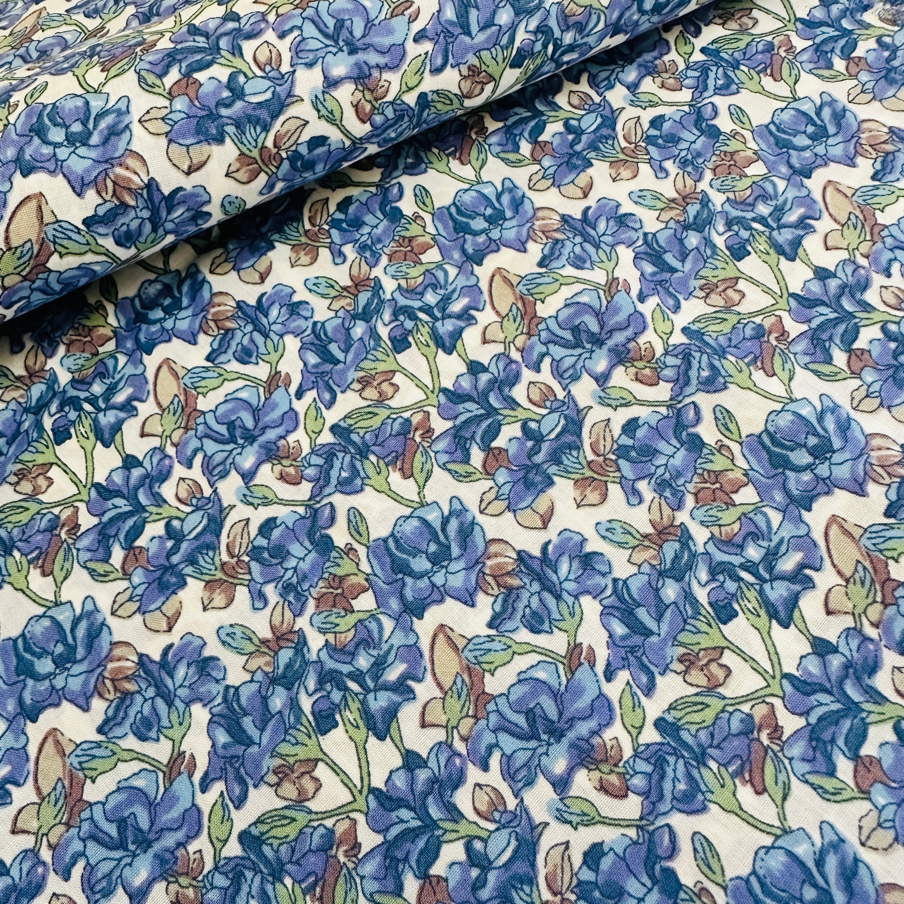 200cms Cotton Blue Floral Craft Sewing