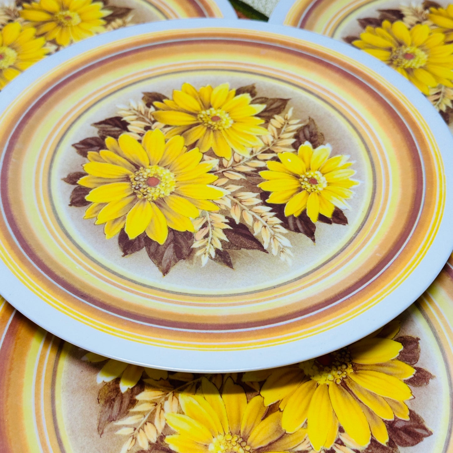 Set of FOUR Retro Plastic Plates Artisan Ware