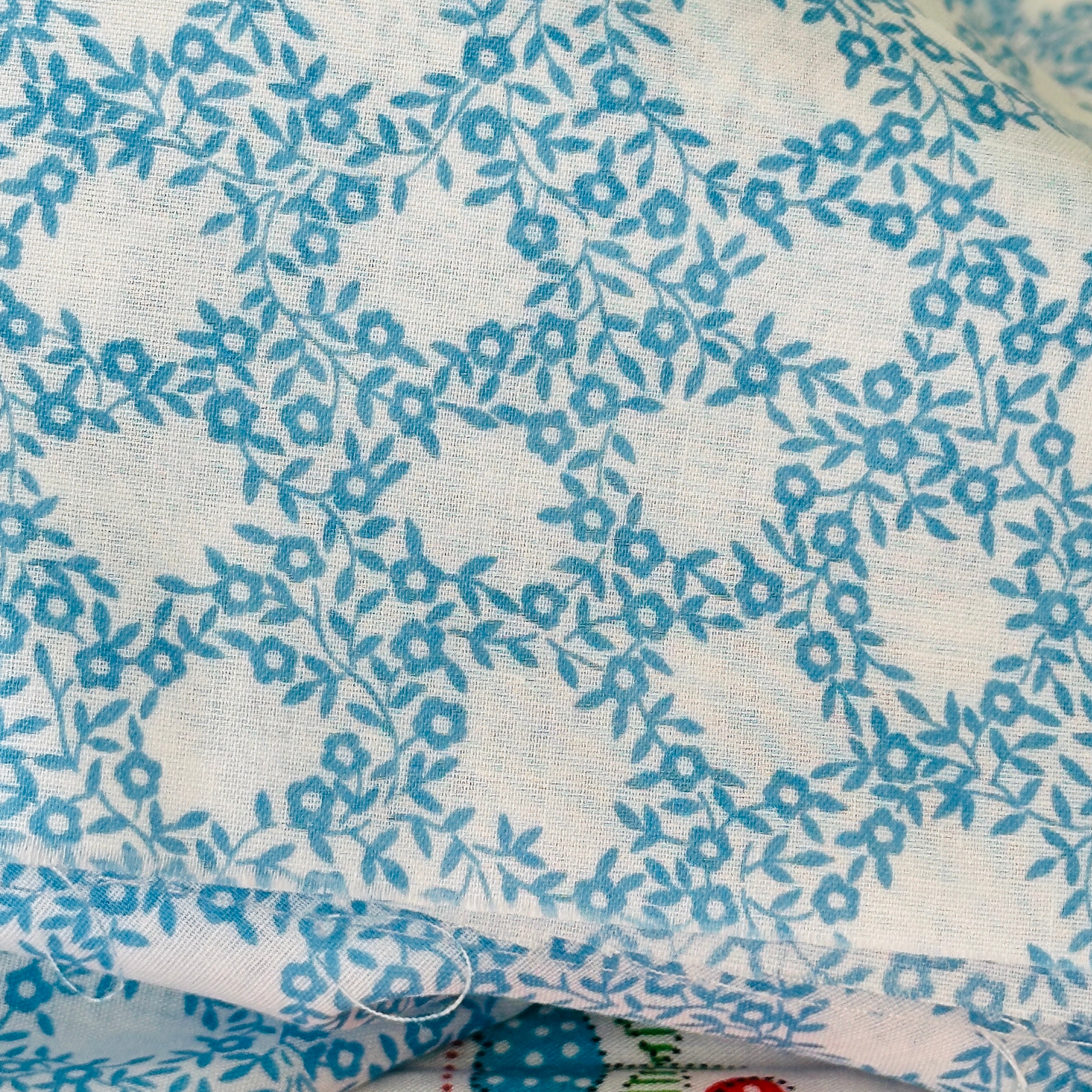 100cms Adorable Blue Floral Fabric
