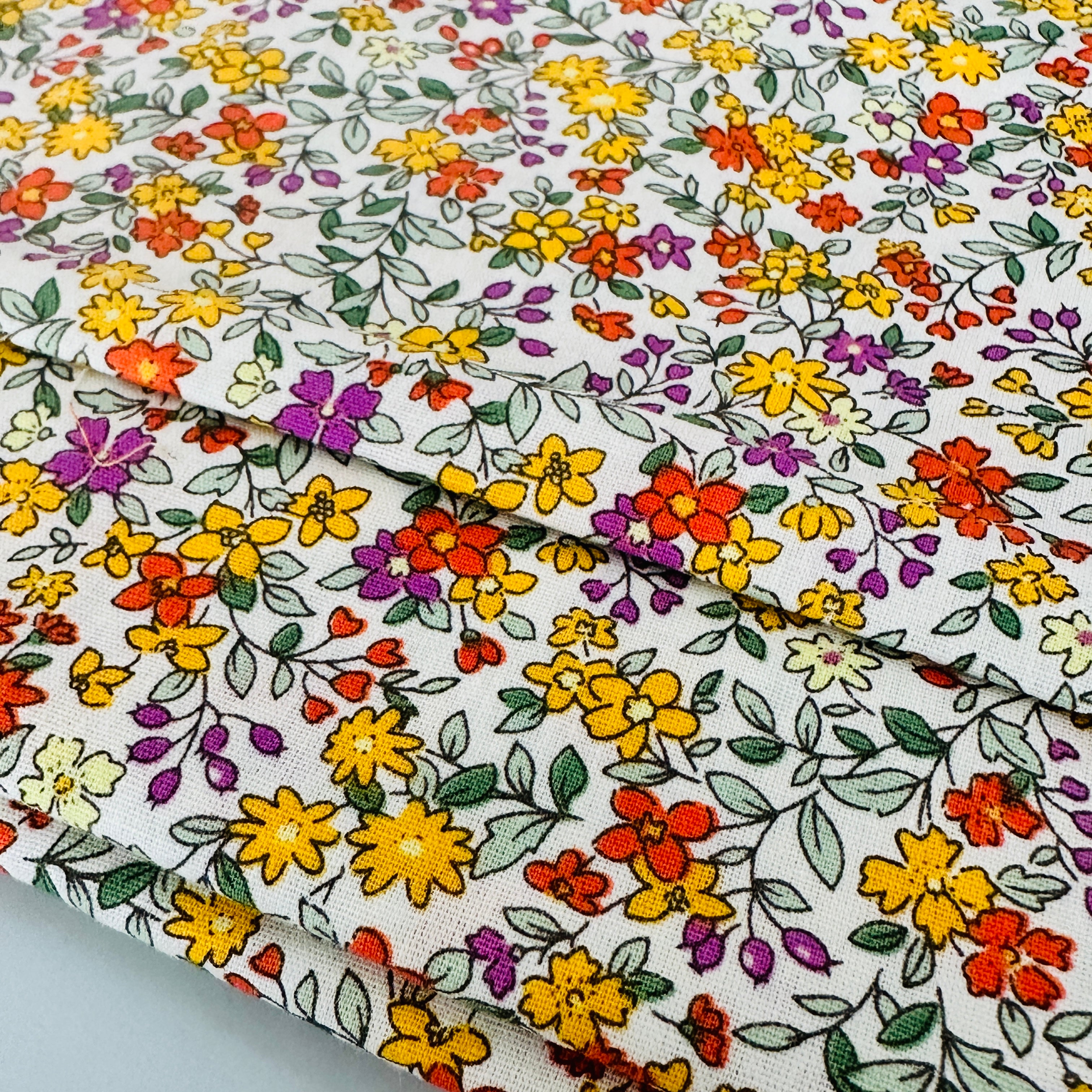 250cms Modern Yellow Miniature Floral Cotton Fabric