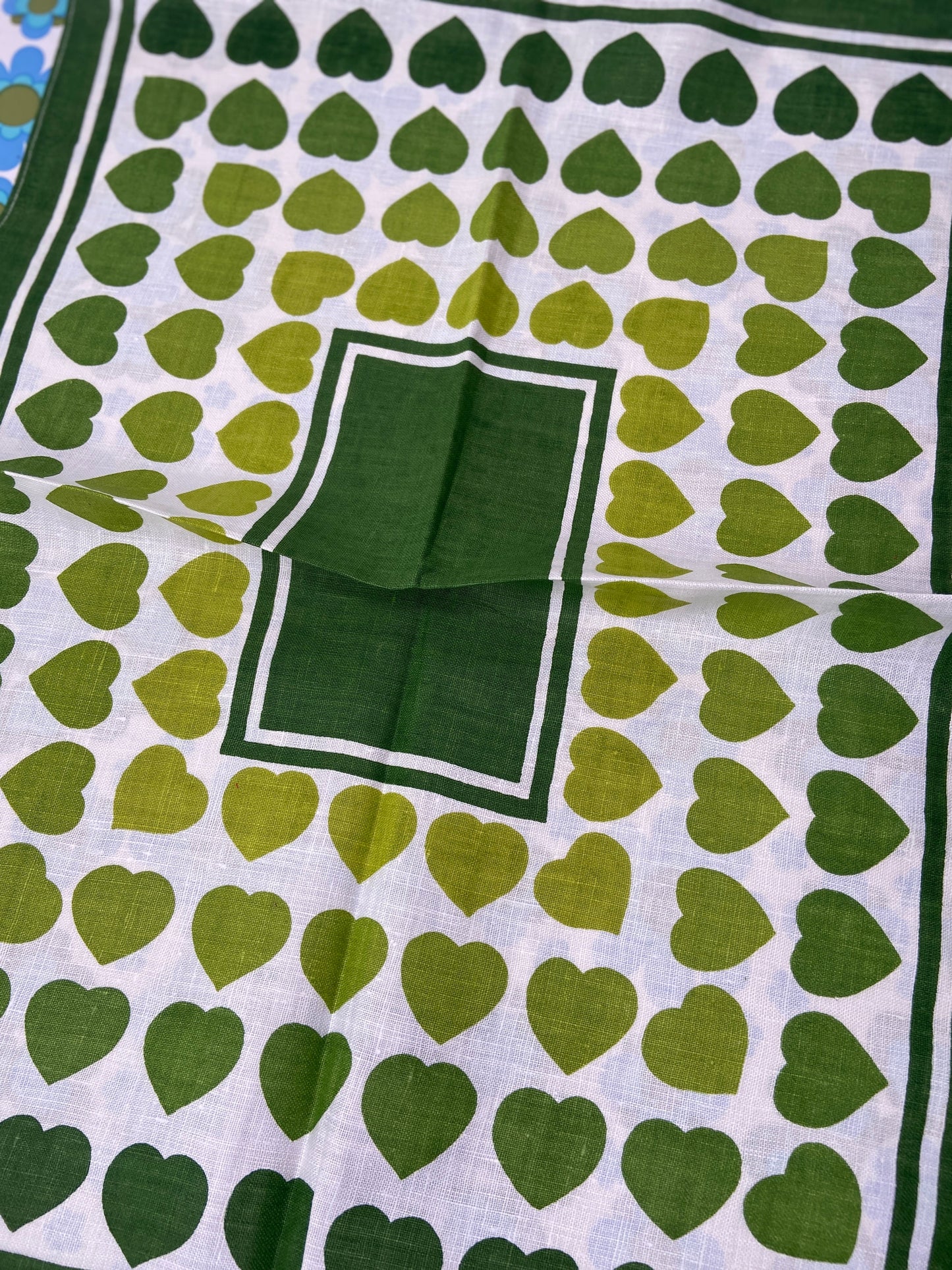 Wicked Green Hearts UNUSED Retro Tea Towel