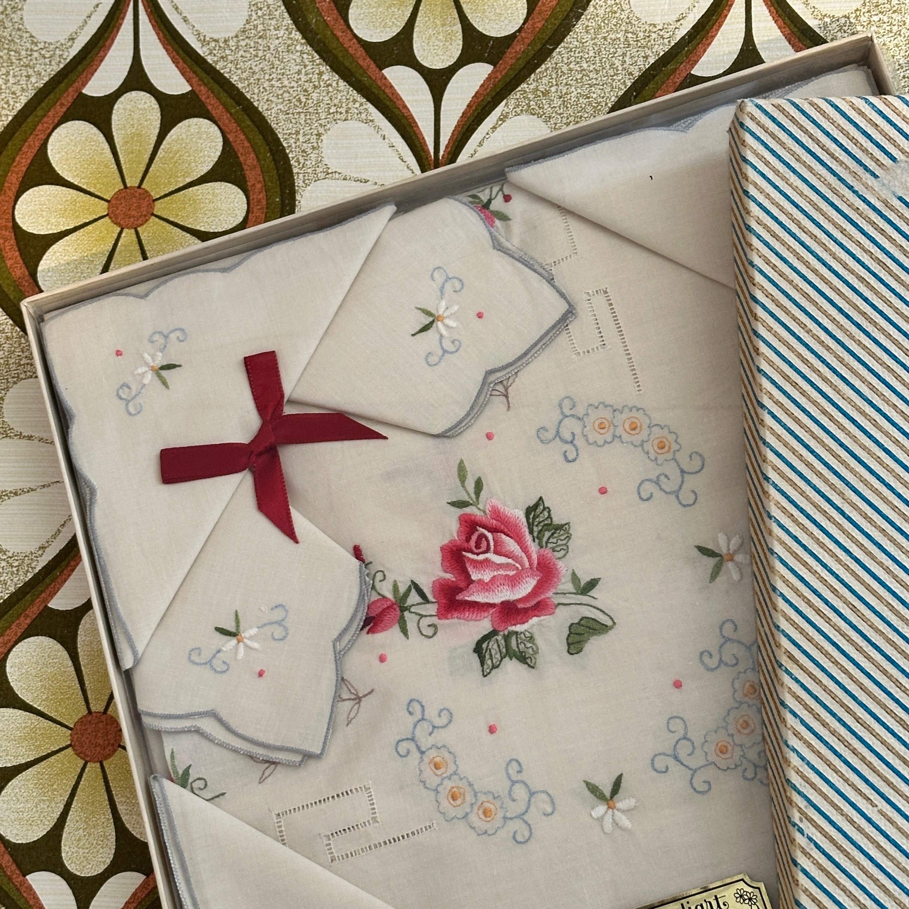 Embroidered Tablecloth VINTAGE Boxed