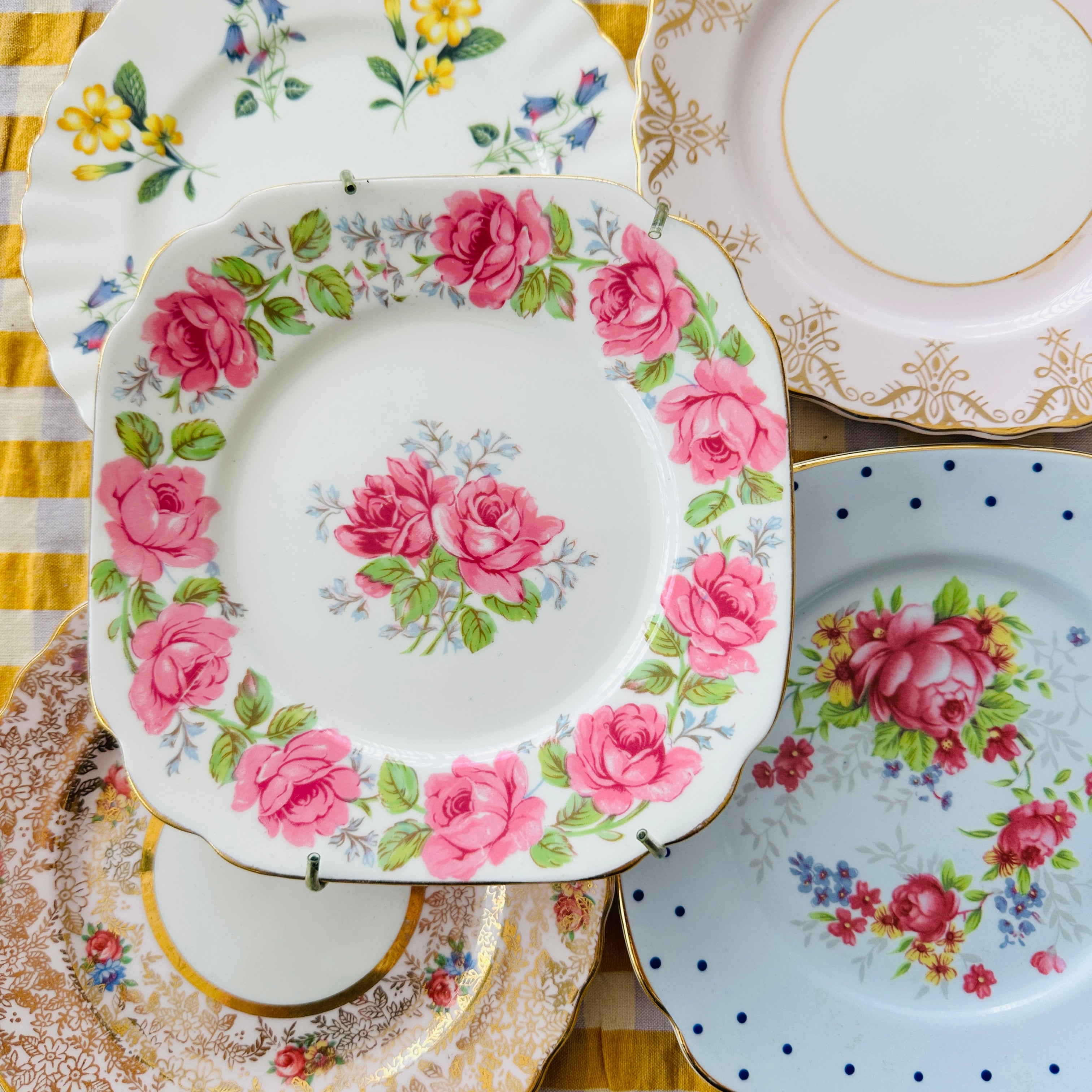 PRETTY Vintage Apricot Floral Plate Ready to Hang