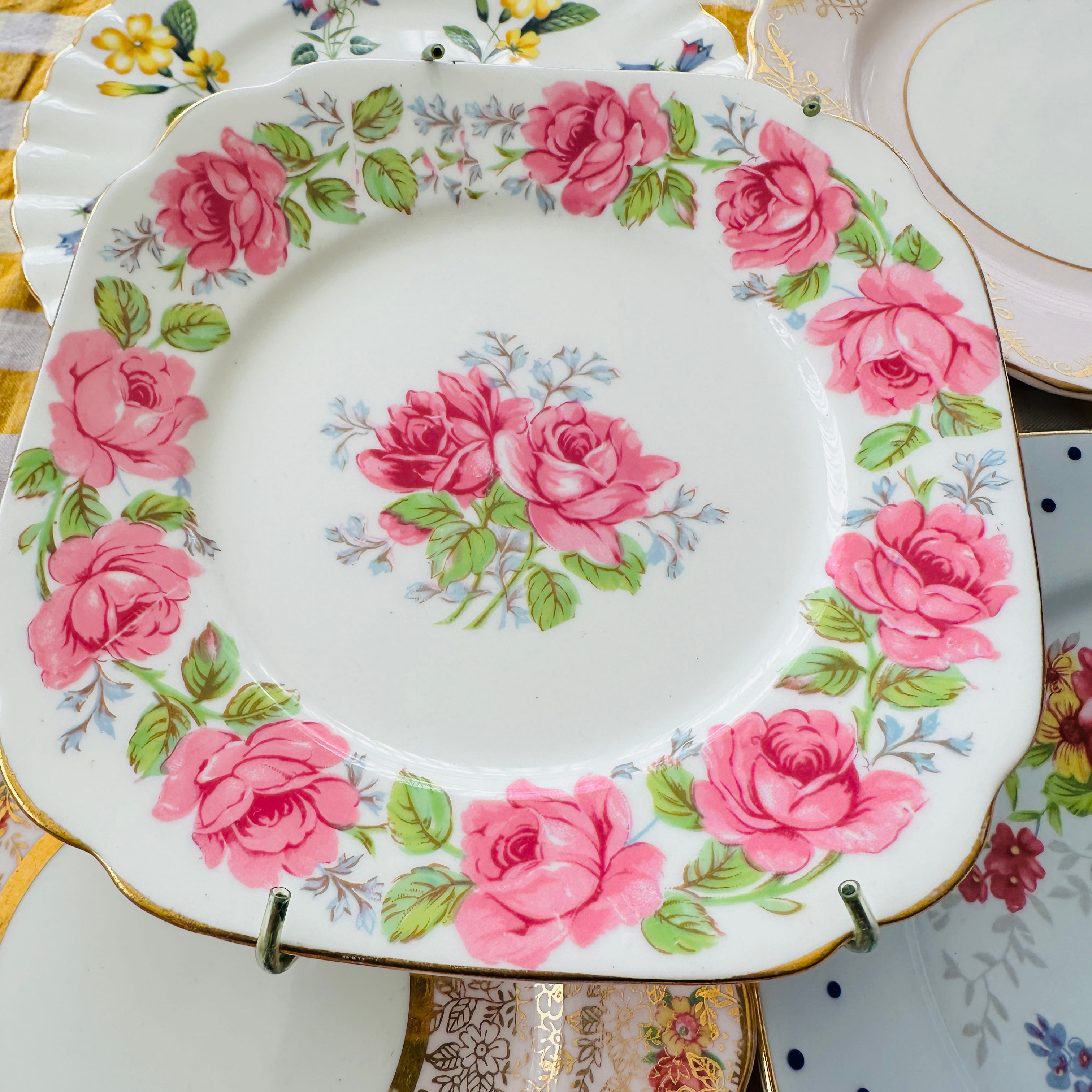 PRETTY Vintage Apricot Floral Plate Ready to Hang