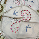 Vintage Hand Embroidered Linen Doilies