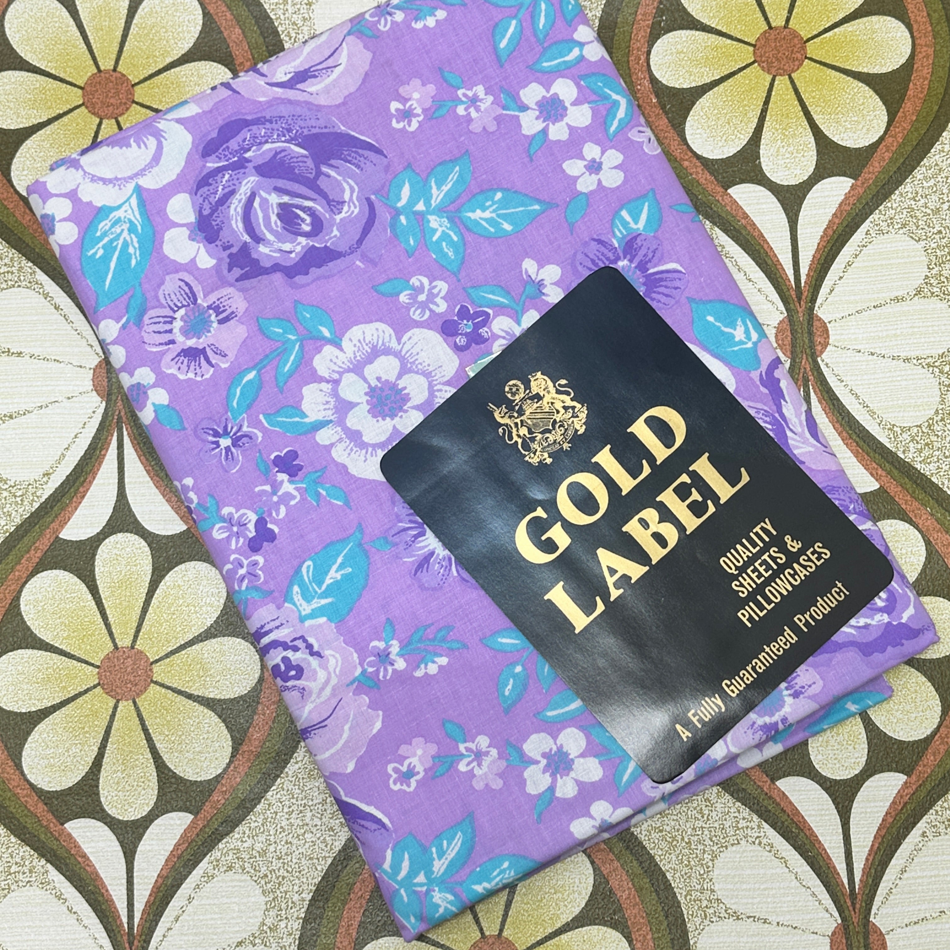 Brand New Vintage Cotton Gold Label Sheet FLAT