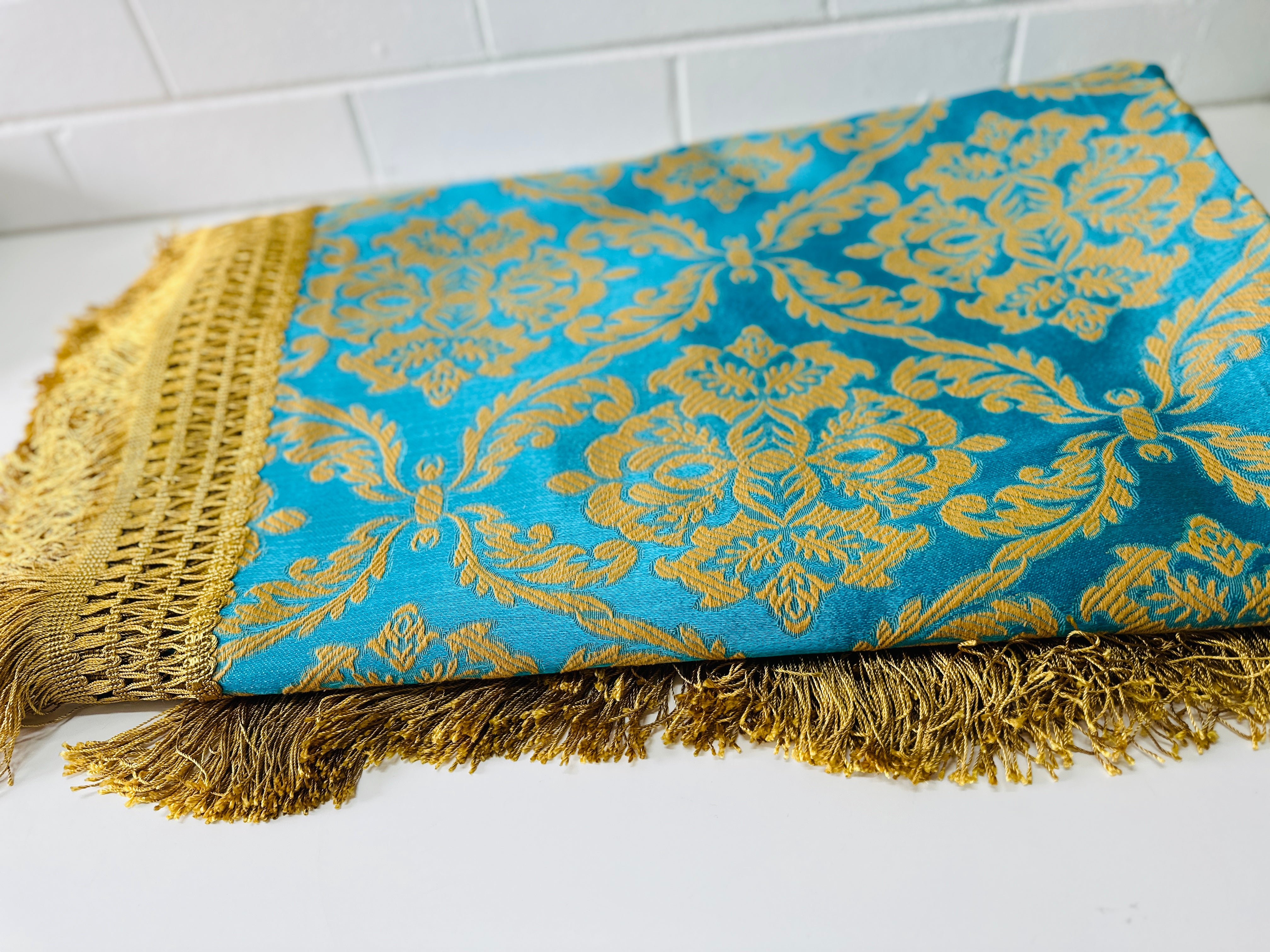 As NEW Vintage Brocade Bedspread Blanket