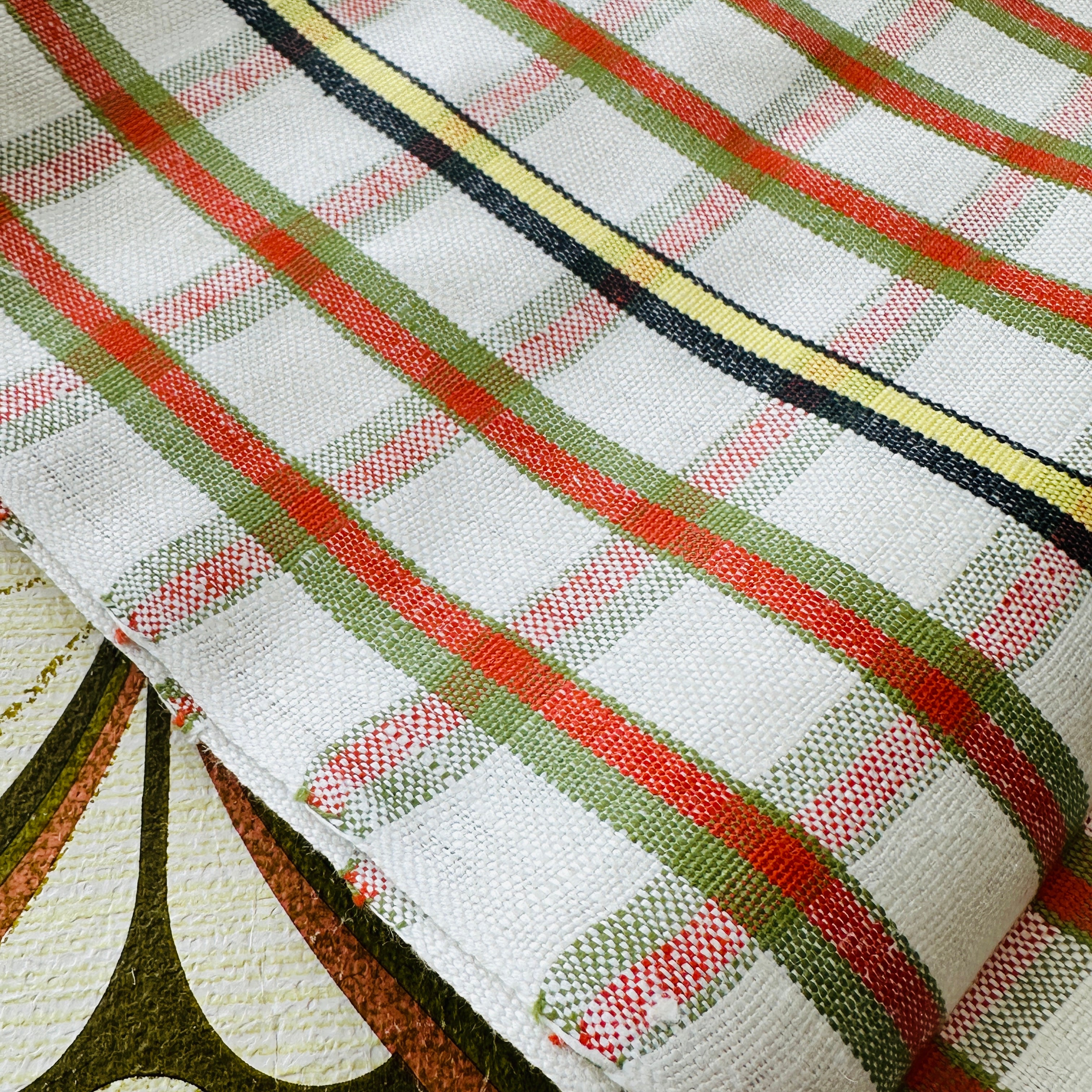 Large Linen UNUSED Vintage Tea Towel Brown