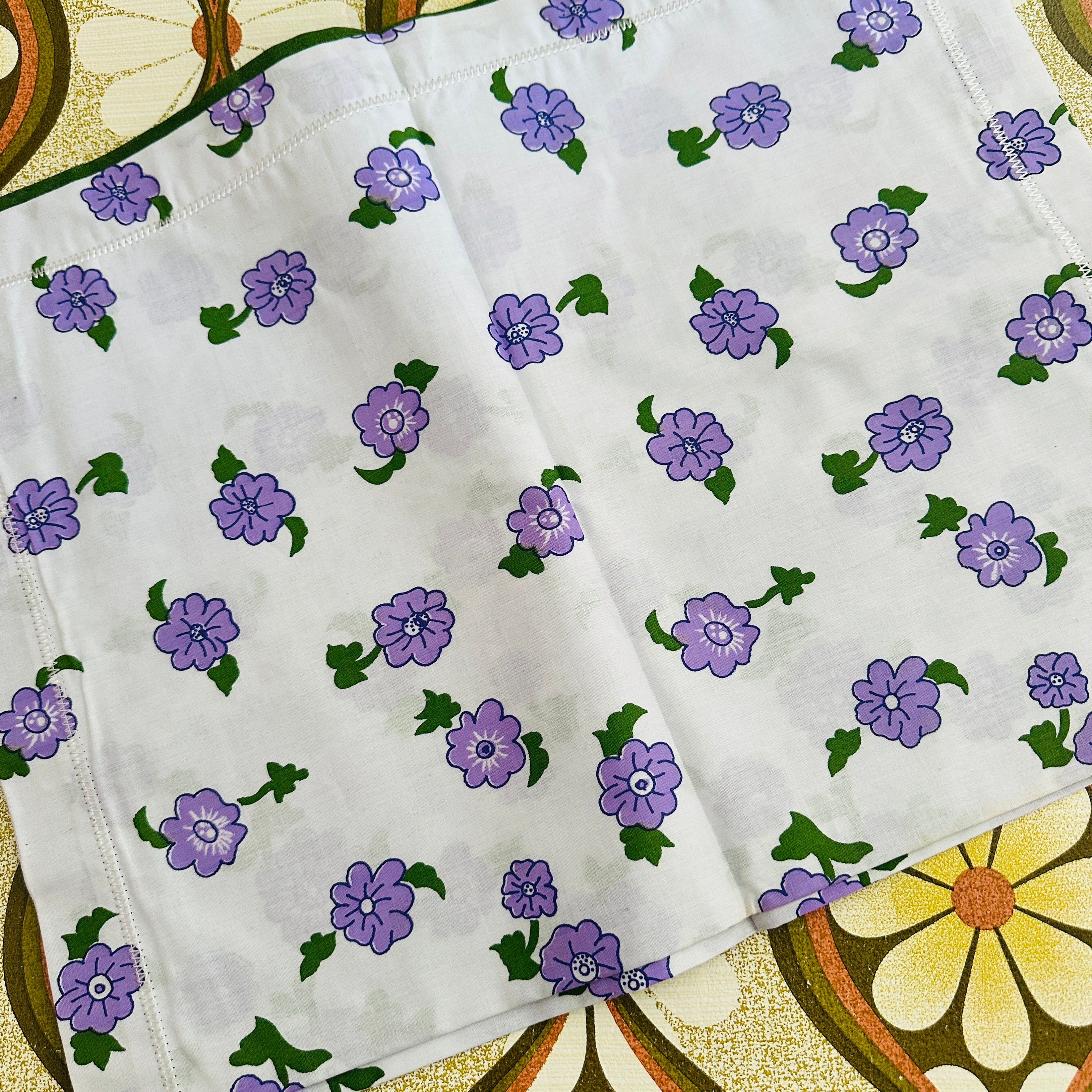 Pair Cotton Pillow Cases UNUSED Purple Floral