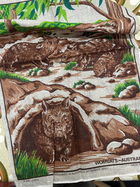 Wombats of Australia Linen Vintage Tea Towel