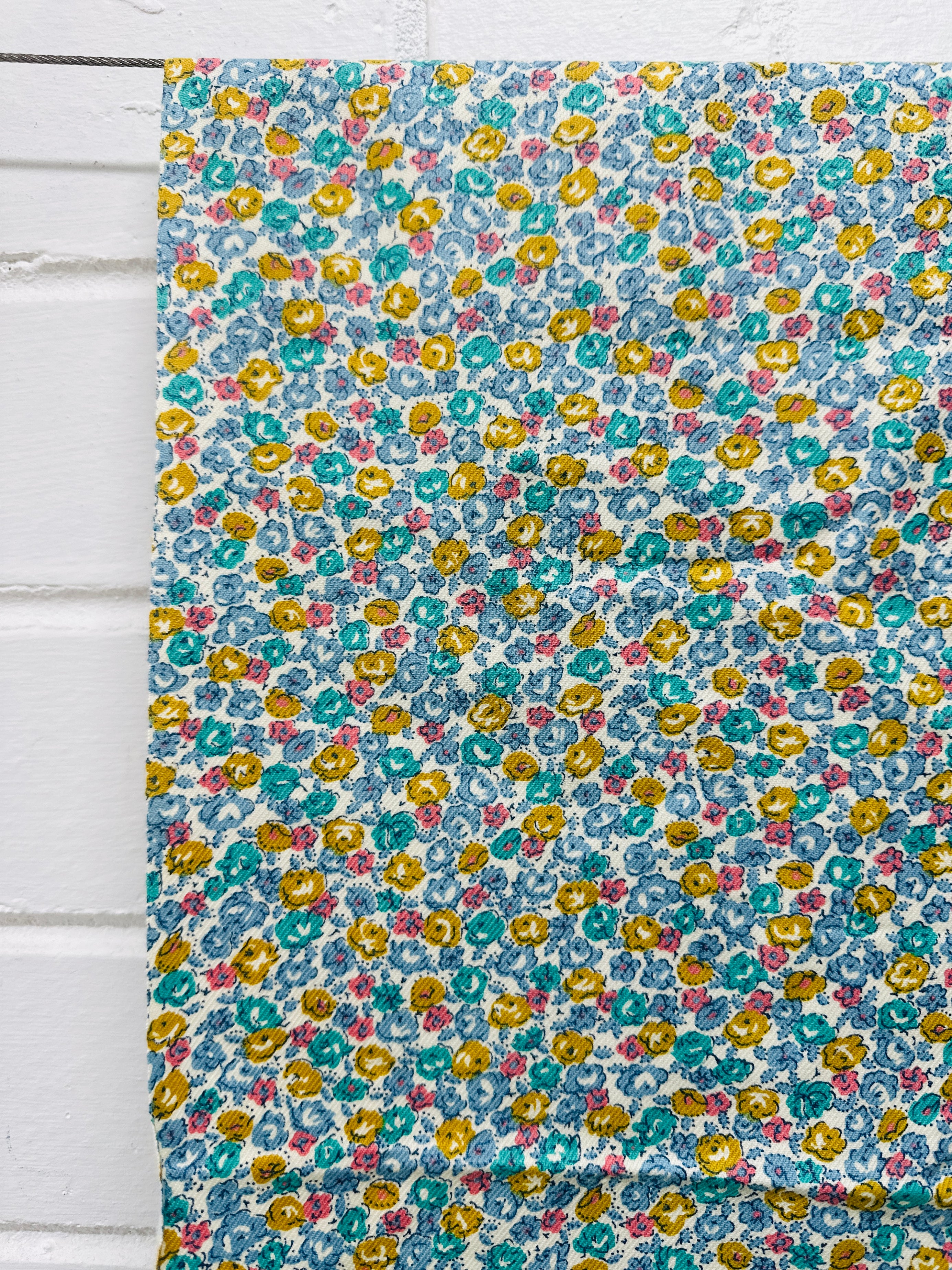 130cms Cute Blue Floral Cotton Fabric