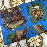 Pure Linen Blue Tea Towel Animals