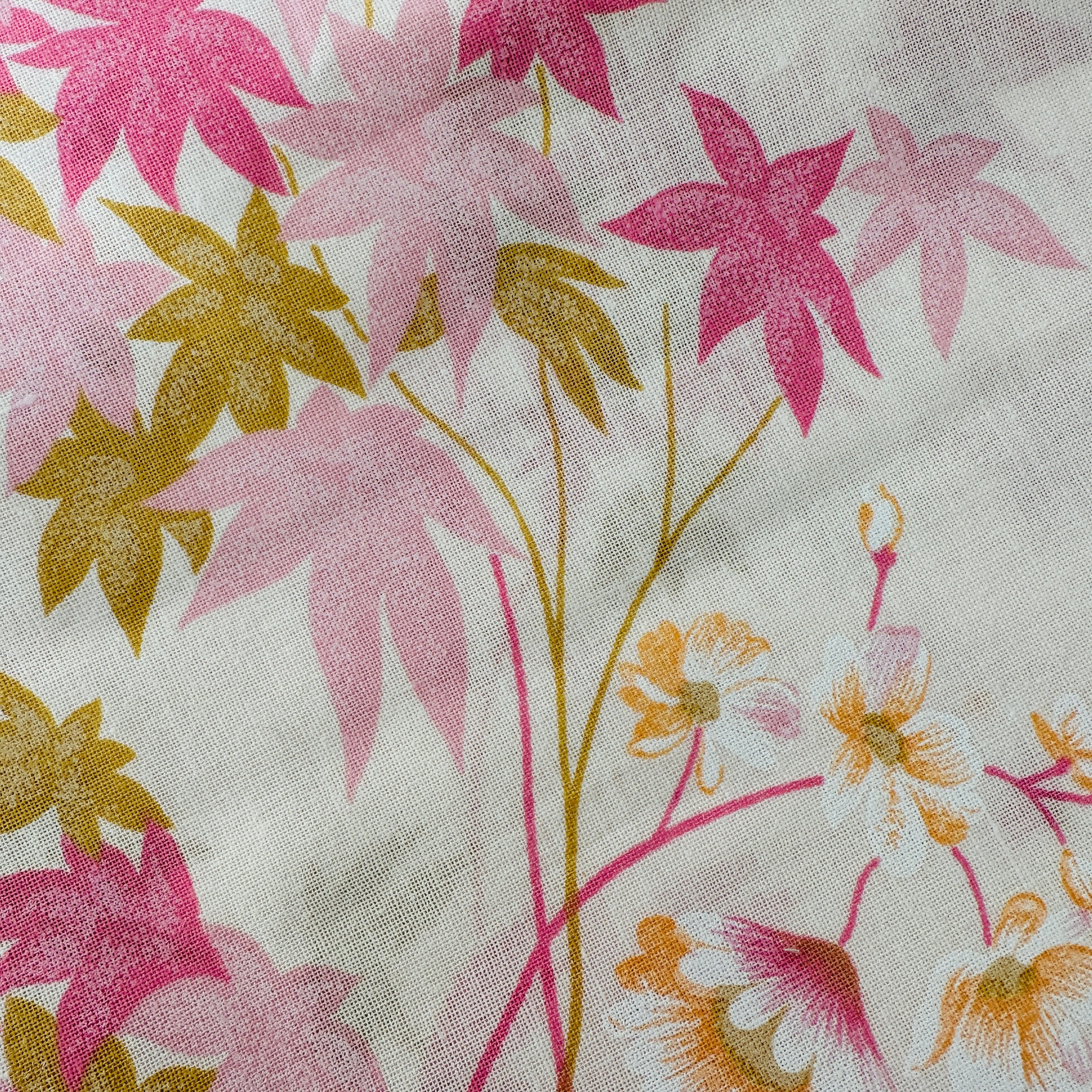 245cms CRISP Pink Floral UNUSED Cotton Sheet FABRIC