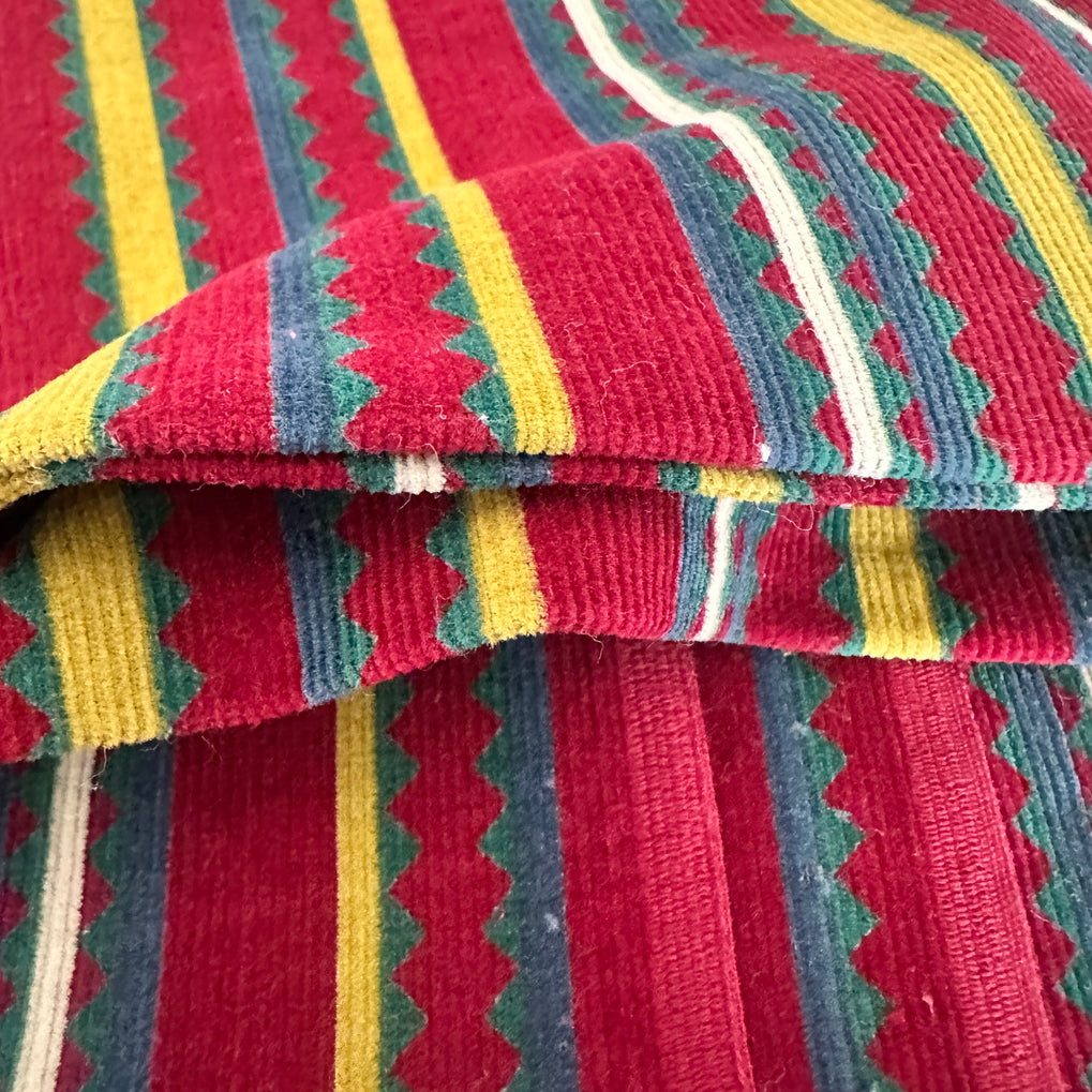 Retro Cord Fabric Maroon Stripes