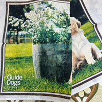 UNUSED Guide Dogs Tea Towel Flowers Rodriquez Linen