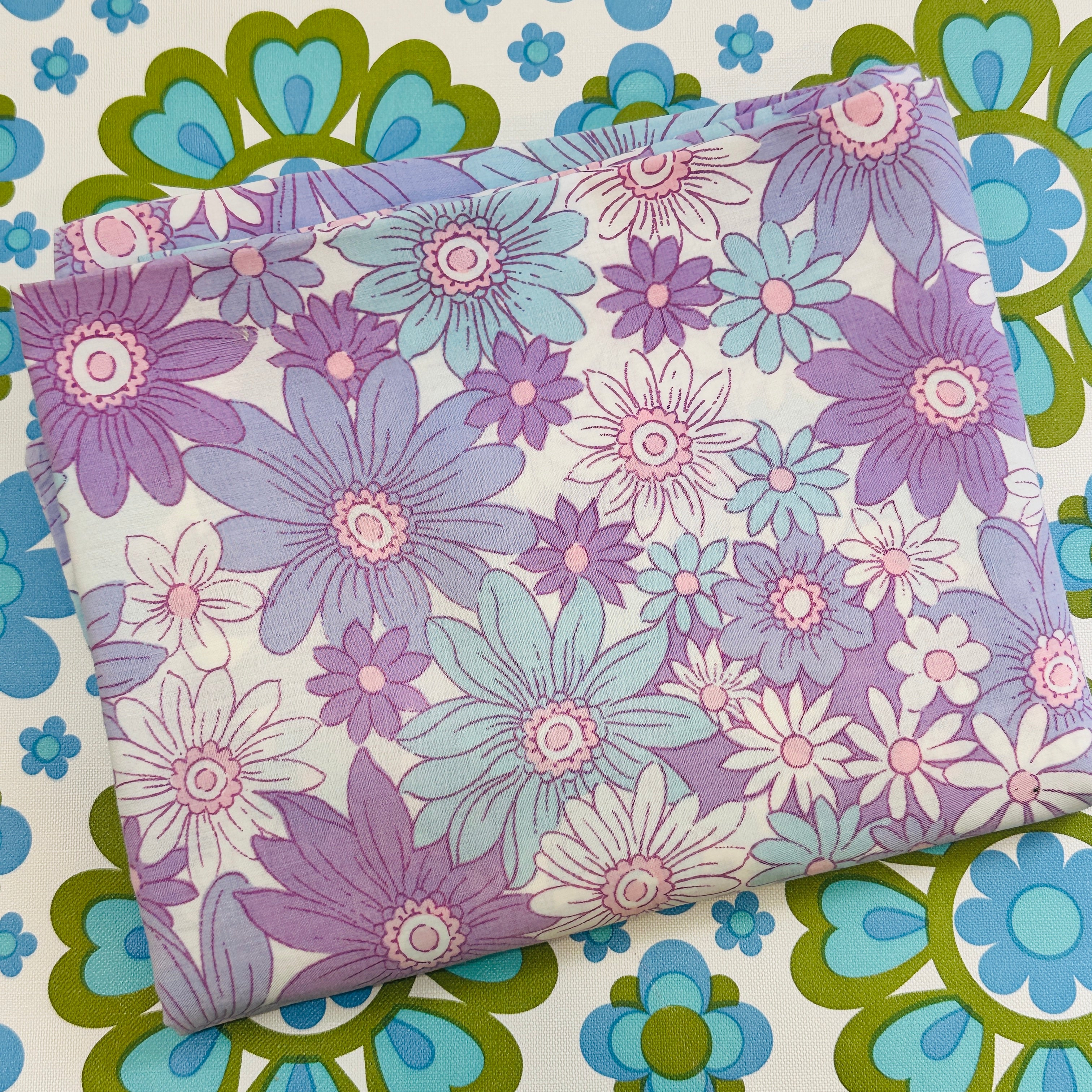 Wonderful Vintage Purple Floral Pillow Case Large Fabric