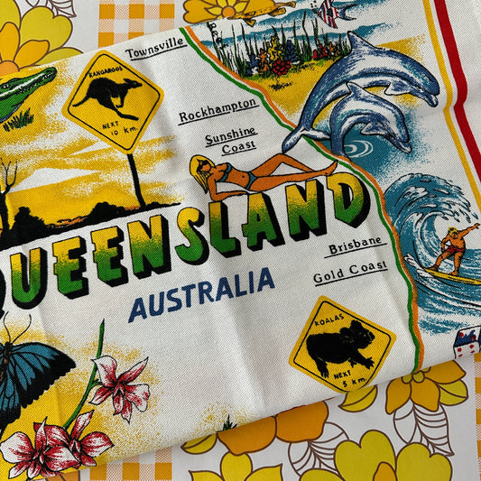 QUEENSLAND Gold Coast Vintage Tea Towel