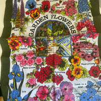 Cotton Vintage Unused Tea Towel Garden Flowers