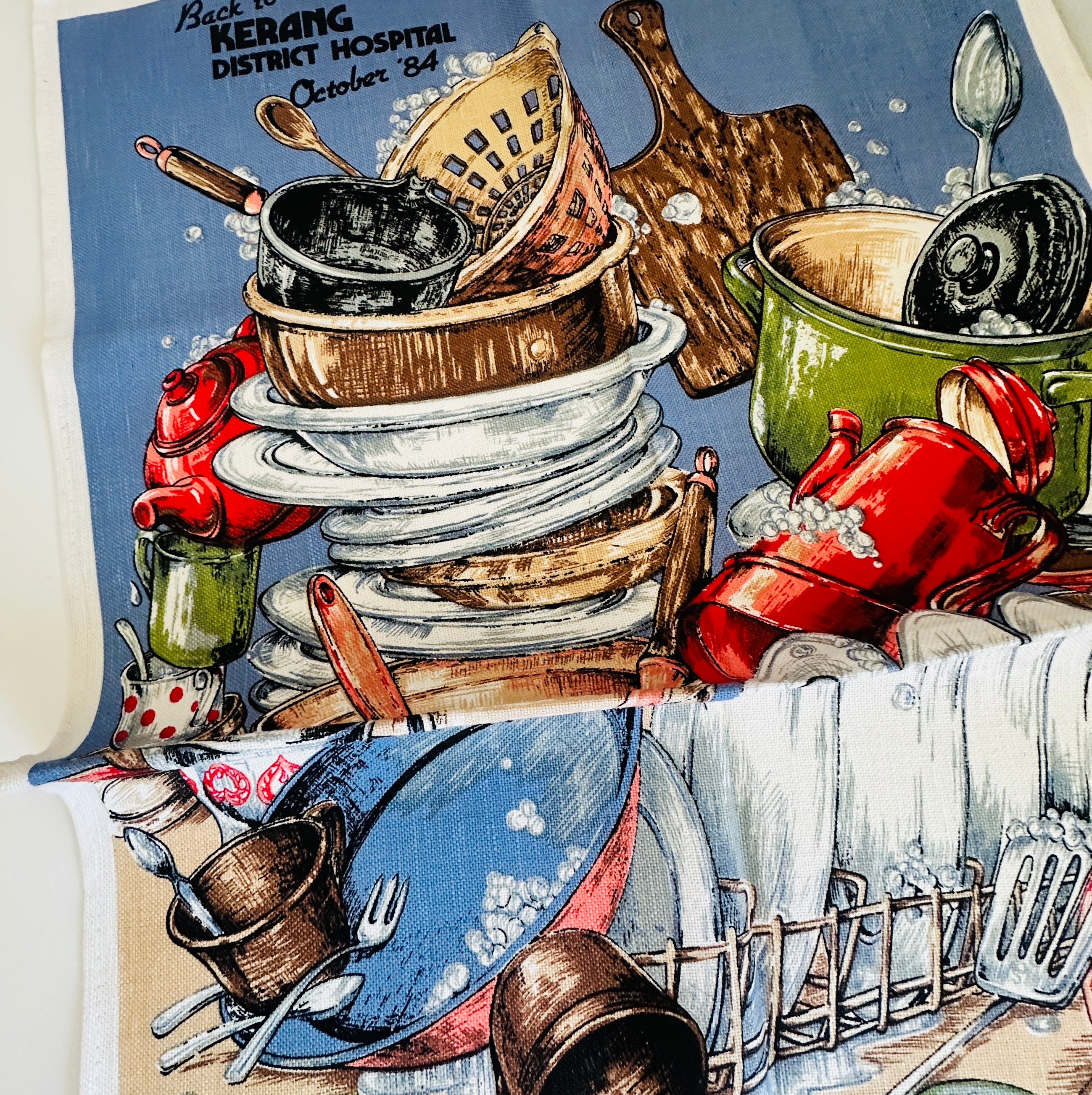Linen Cotton Vintage Unused Tea Towel Kerang District Hospital