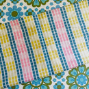 Unused Vintage Pink & Blue Tea Towel Cotton