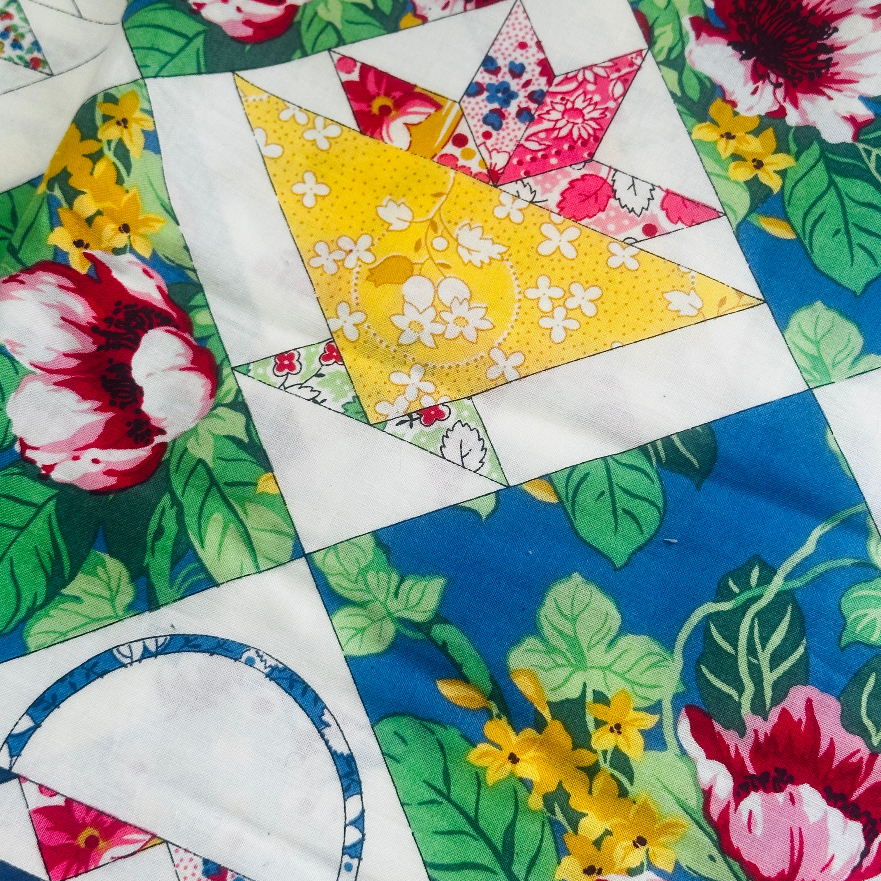 200cms Sweet Cotton Craft Fabric Floral Blocks