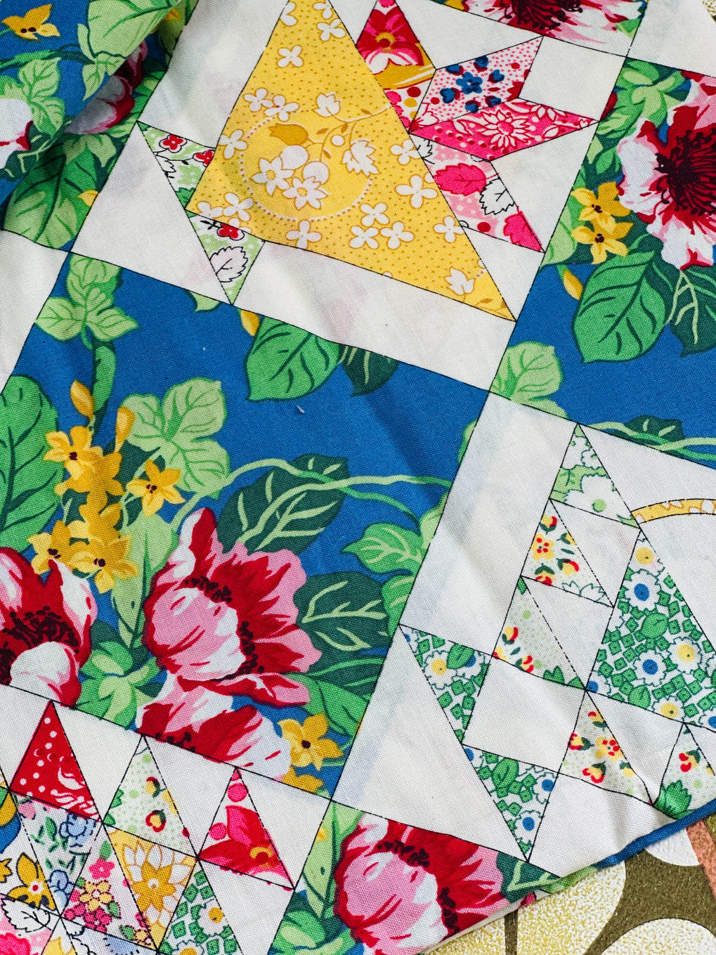 200cms Sweet Cotton Craft Fabric Floral Blocks