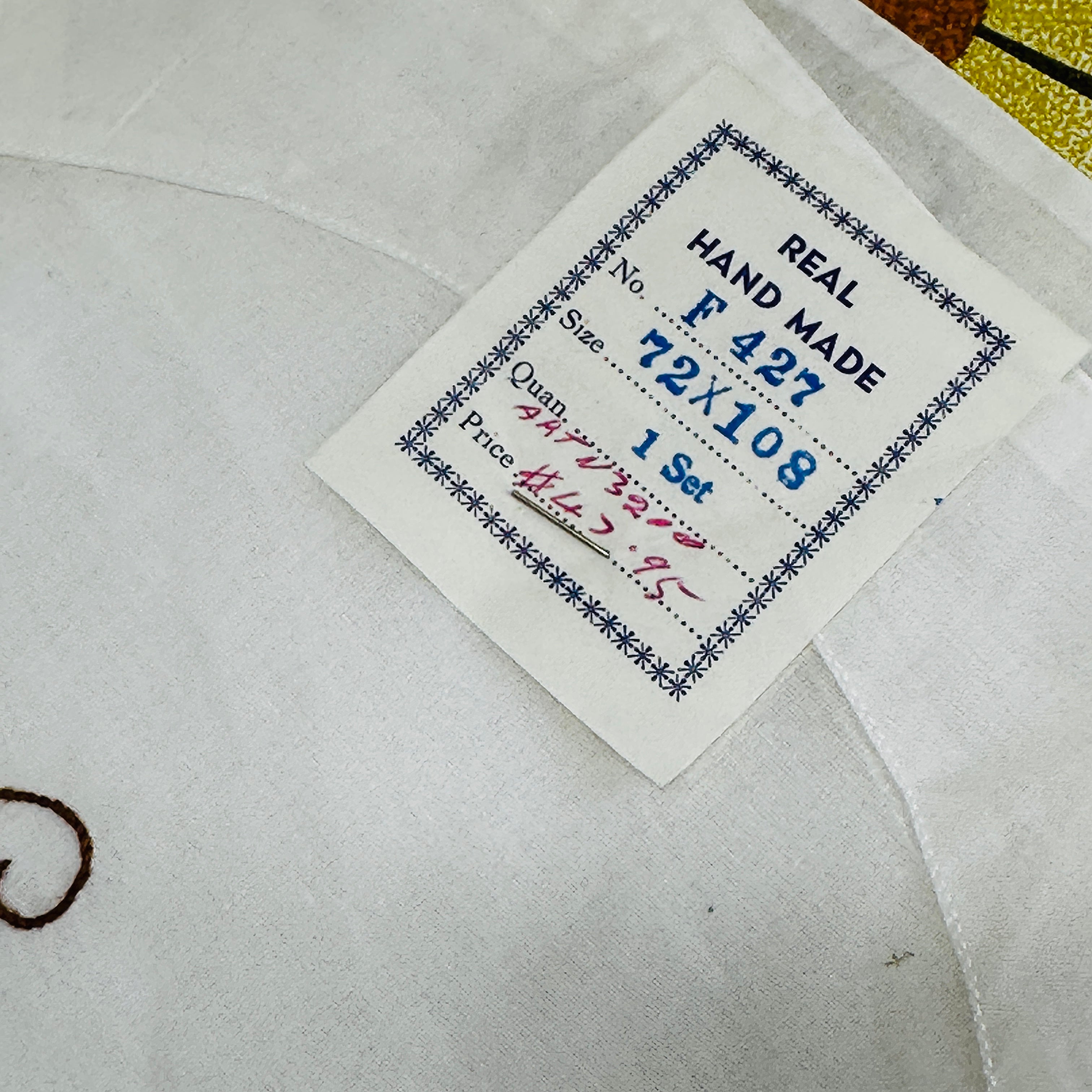 Vintage Handmade Tablecloth Tag Embroidered