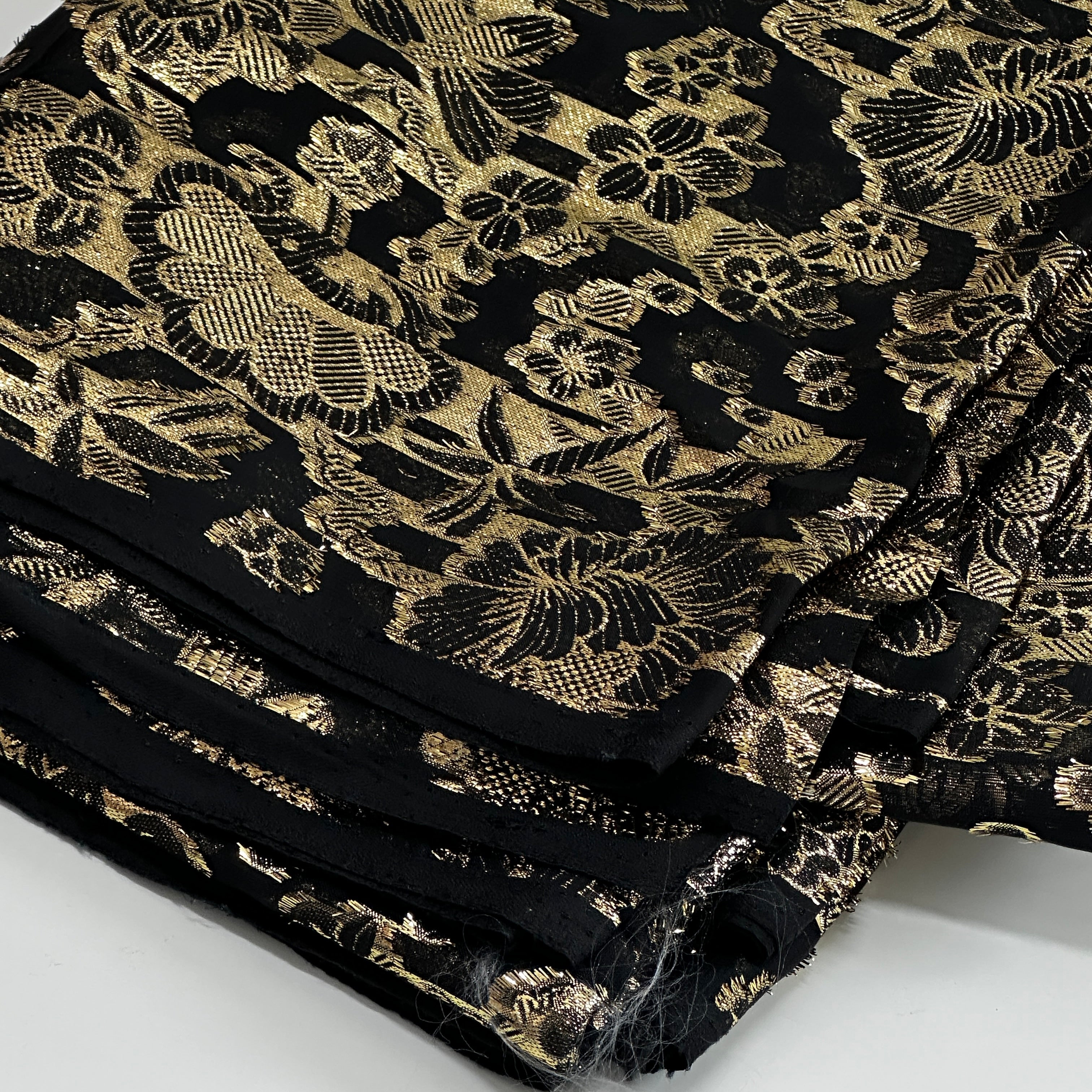 340cms Black & Gold Voile Dress Fabric