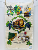 Australian Wineries Vintage Linen Tea Towel UNUSED
