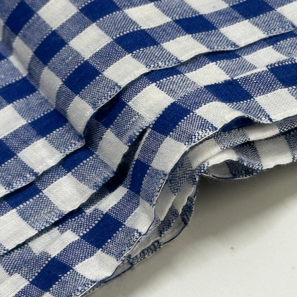 290cms Vintage Blue Cotton Gingham Fabric
