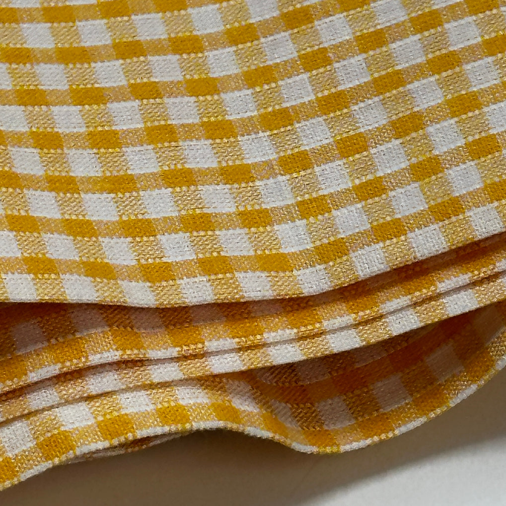 350cms Vintage Bright Yellow Cotton Gingham Fabric