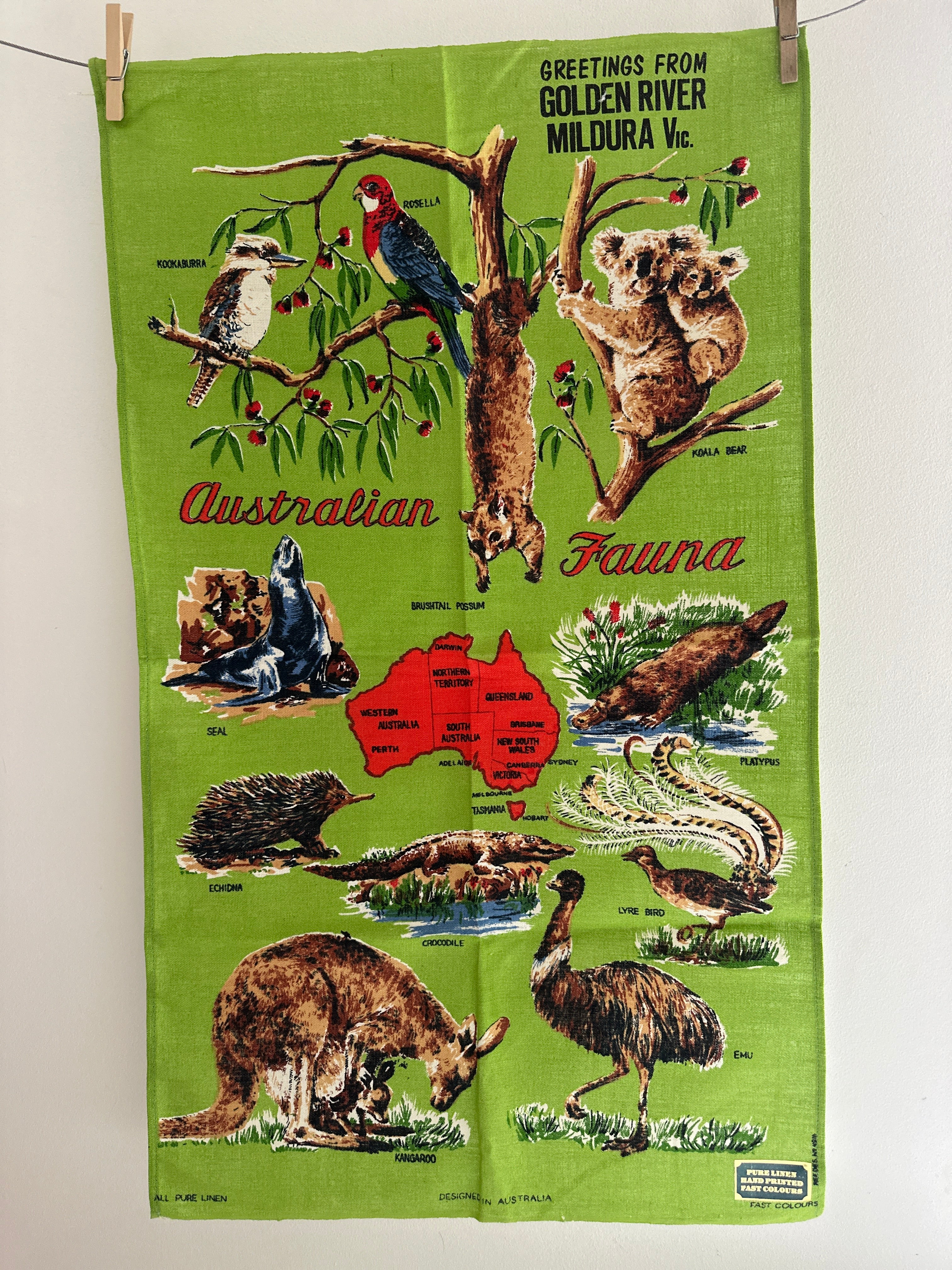 GOLDEN RIVER Mildura Linen Tea Towel UNUSED