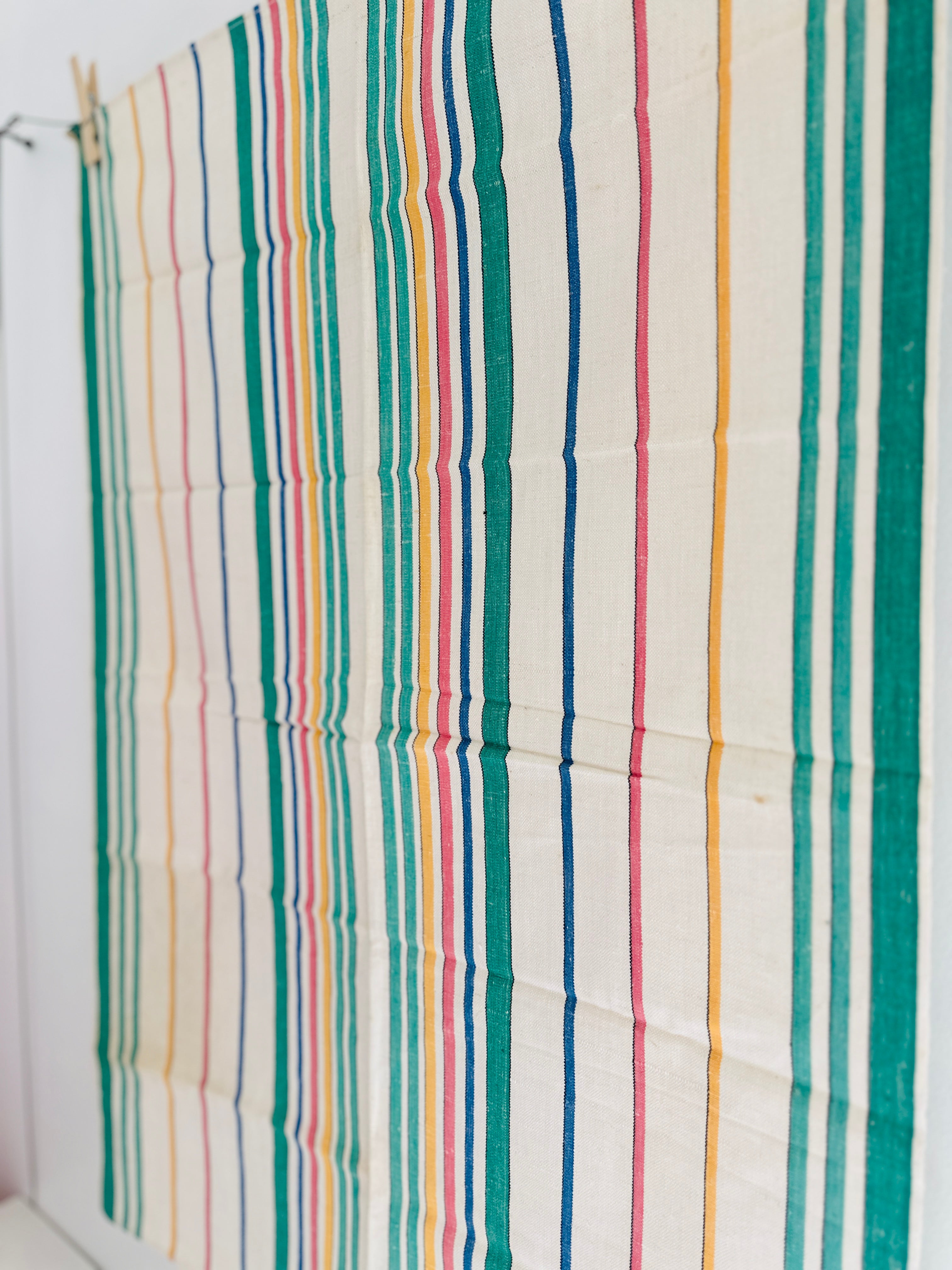 Striped BEAUTIFUL Vintage LINEN Tea Towel UNUSED