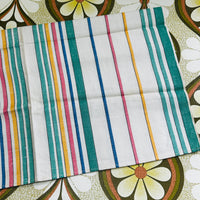 Striped BEAUTIFUL Vintage LINEN Tea Towel UNUSED