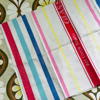 BOLD Striped Irish Vintage LINEN Tea Towel UNUSED