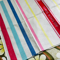 BOLD Striped Irish Vintage LINEN Tea Towel UNUSED