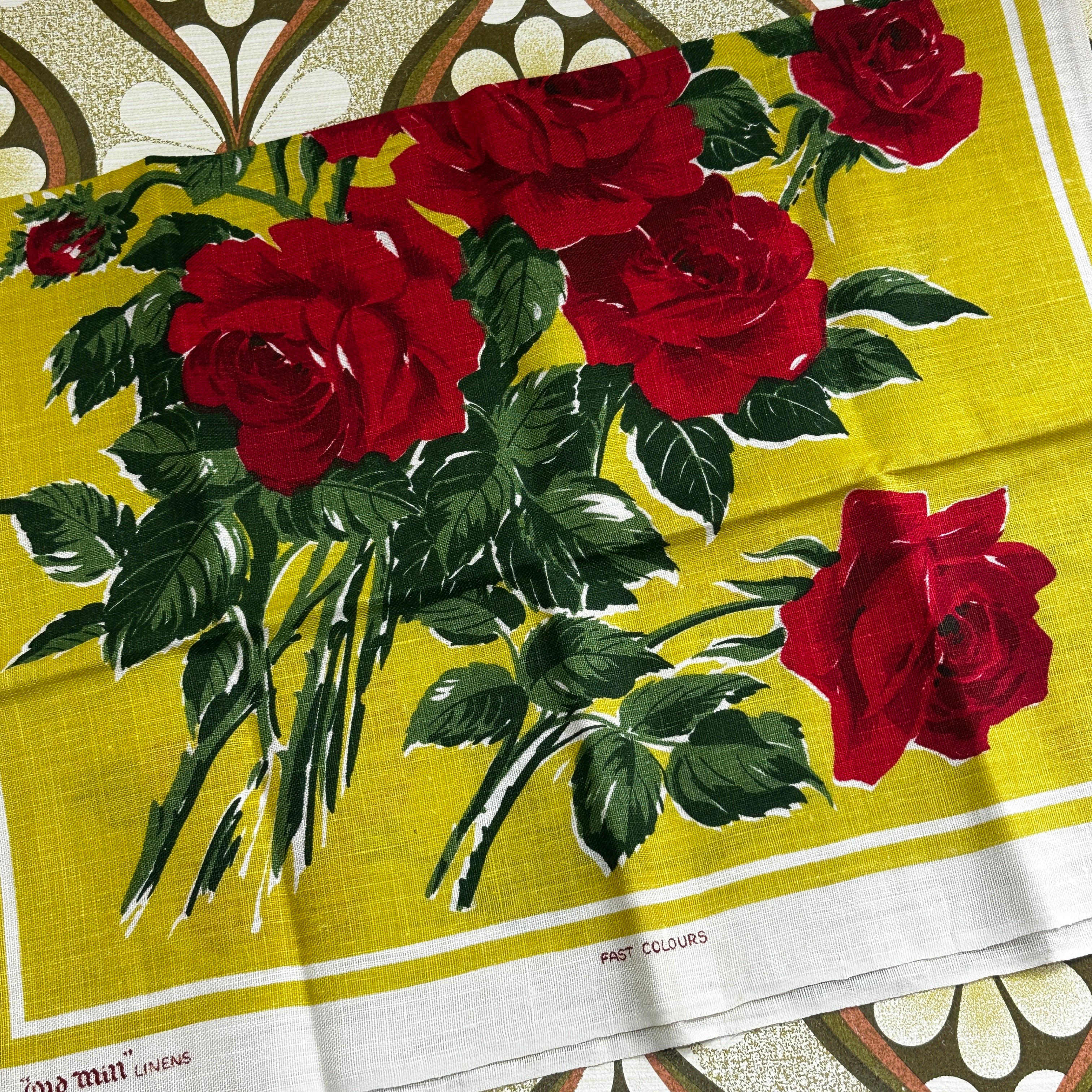 LINEN Old Mill Linens FLORAL Tea Towel UNUSED Ireland