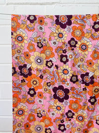 Sold by the Metre ~ Bold Funky Bright Pink & Orange Cotton / Linen Fabric