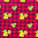 Vintage Japan Cotton Fabric Red Floral X Two