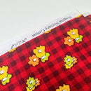 Vintage Japan Cotton Fabric Red Floral X Two