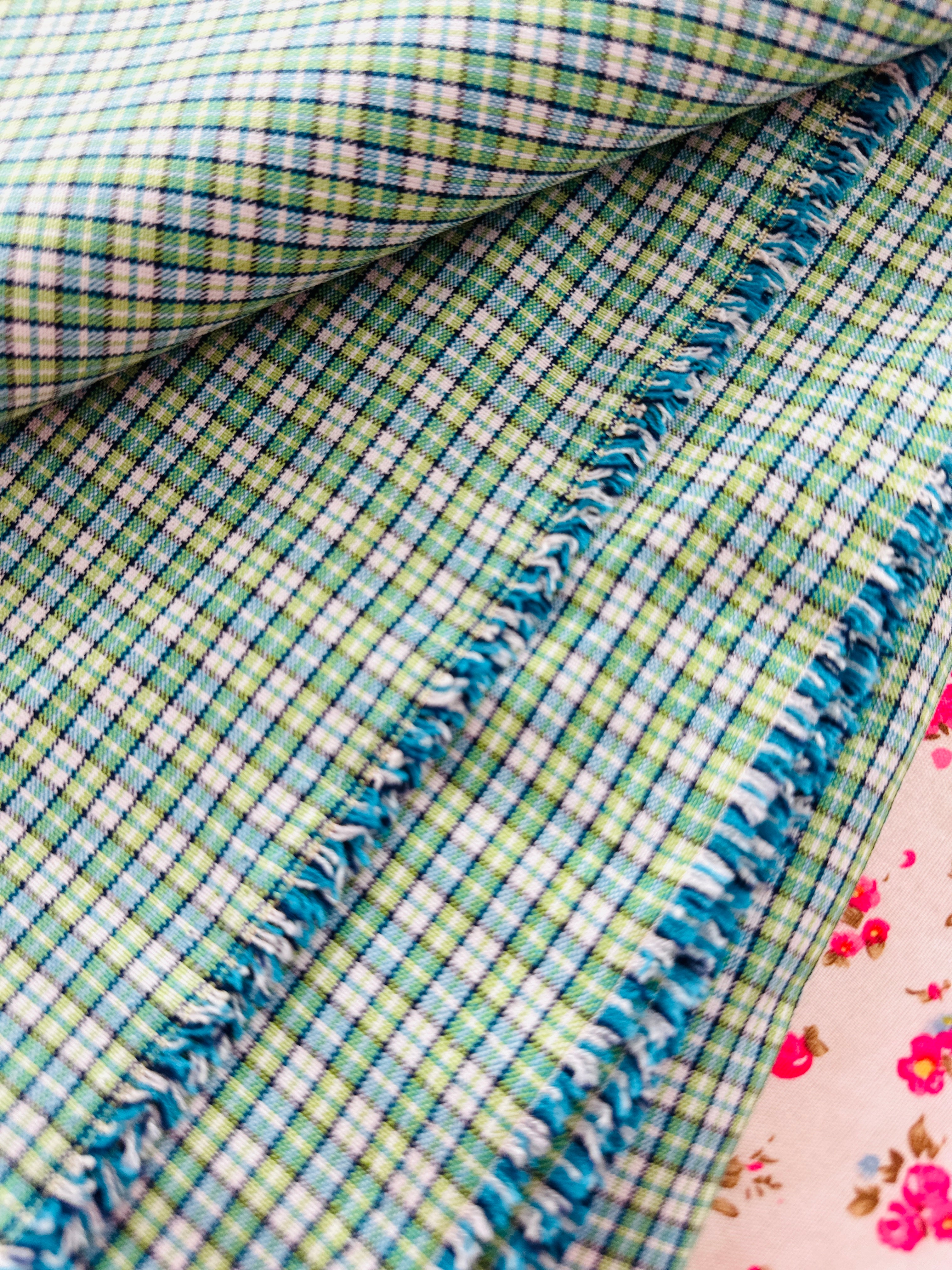 220cms Beautiful Green Checked Cotton FABRIC