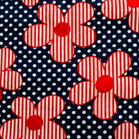 150cms Navy Blue & Red VINTAGE Floral Cotton Fabric