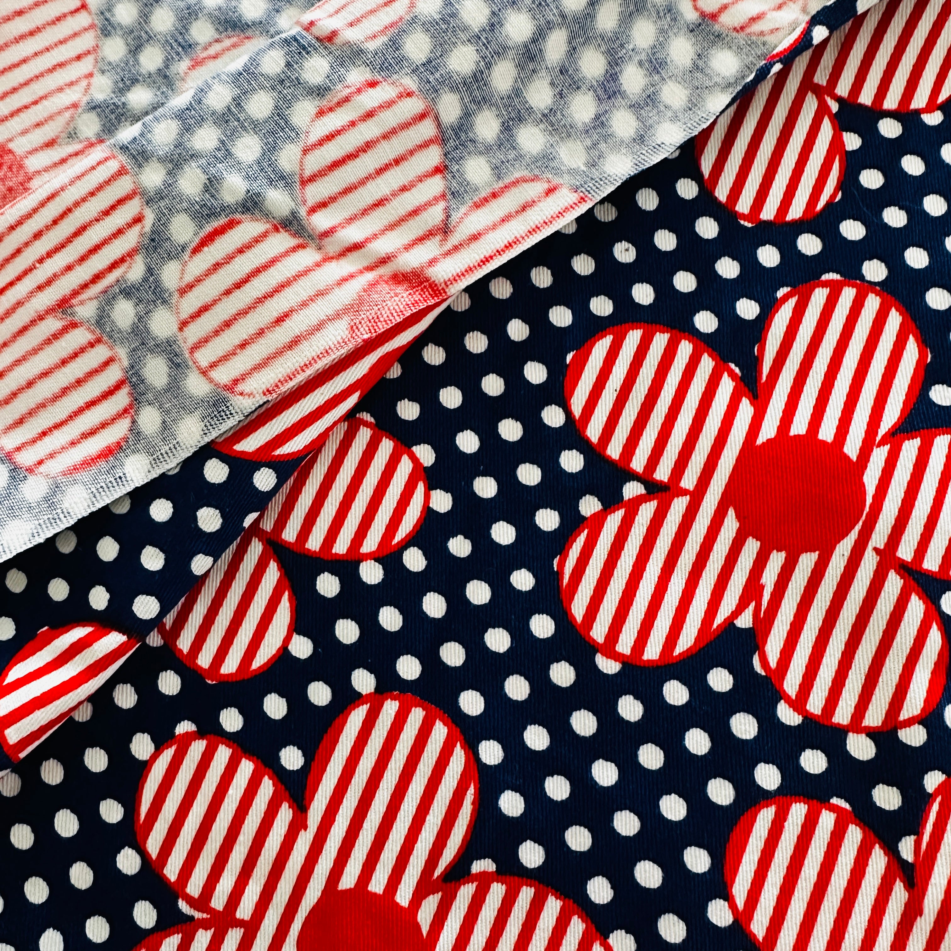 150cms Navy Blue & Red VINTAGE Floral Cotton Fabric