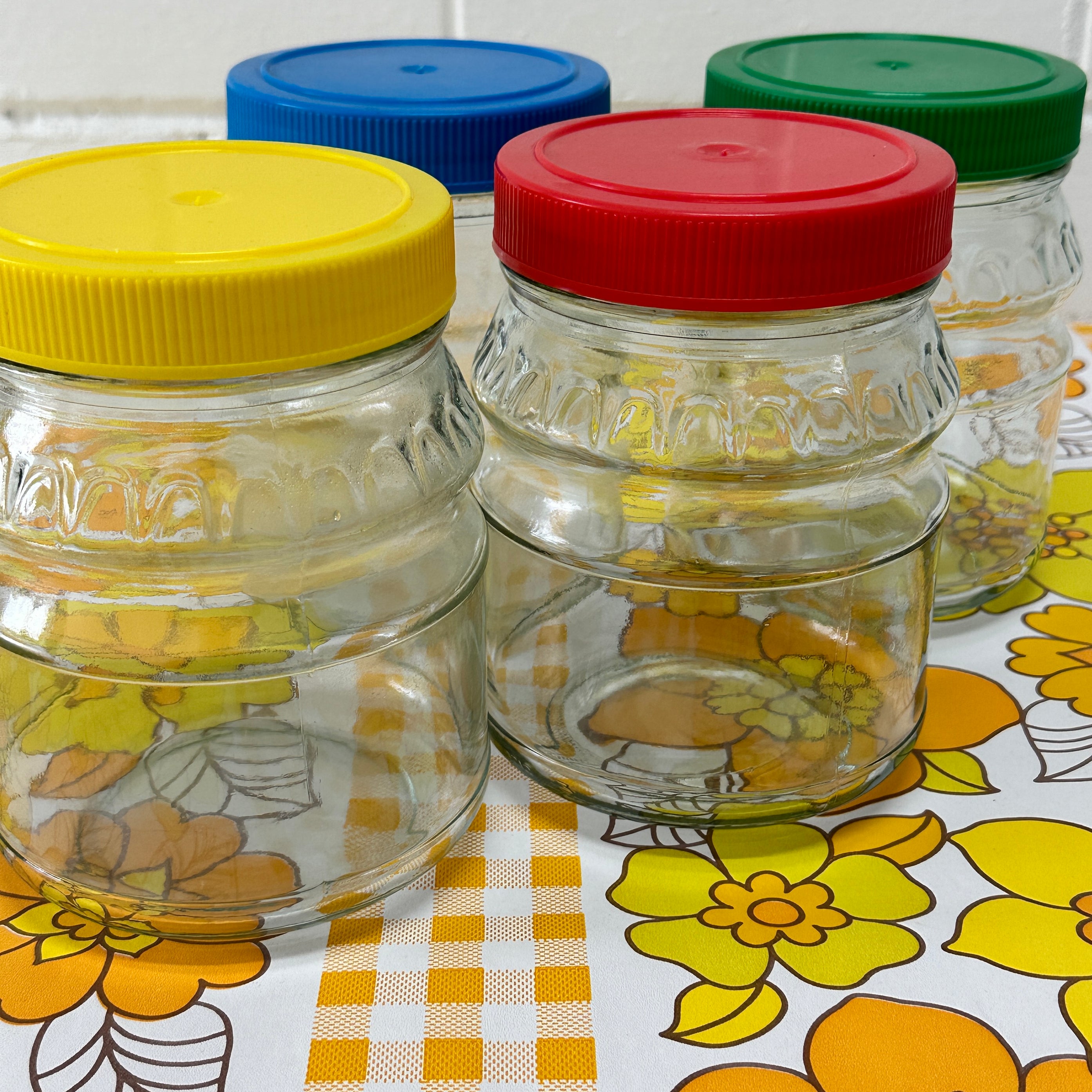 Set of Four Glass Jars RETRO Vintage