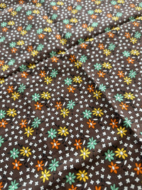100cms Sweet Modern Brown Floral Fabric