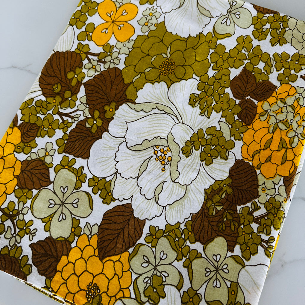 Vintage UNUSED Cotton Floral Sheet AMAZING # 2